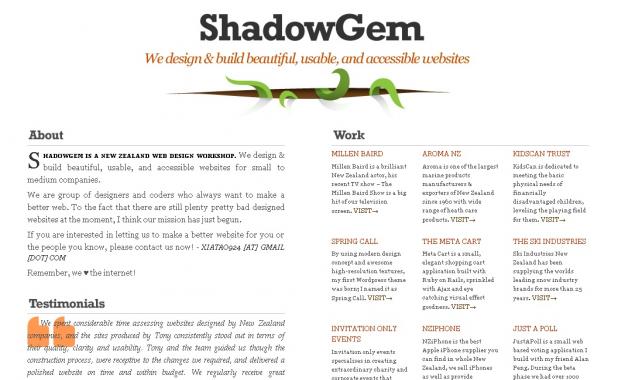 Shadowgem Web Design - Tony Xia